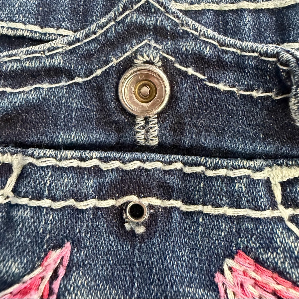 True Religion Girls Joey Rainbow Thick Stitch Low Rise Flare Jeans Girls Size 6 - Picture 6 of 13